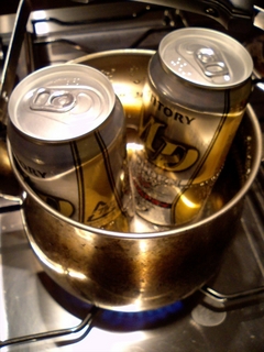 ヤカンで温める
